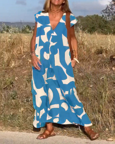 NAOMI | Gestreiftes Maxikleid mit V-Ausschnitt und A-Linien-Schnitt für einen Urlaubslook