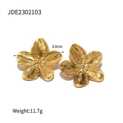 Kate – Matte Retro Gold Edelstahl Blumen Ohrstecker