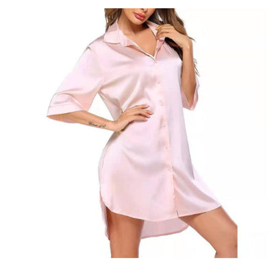 Hayley – Seidiges Haushemd in Einfarbig