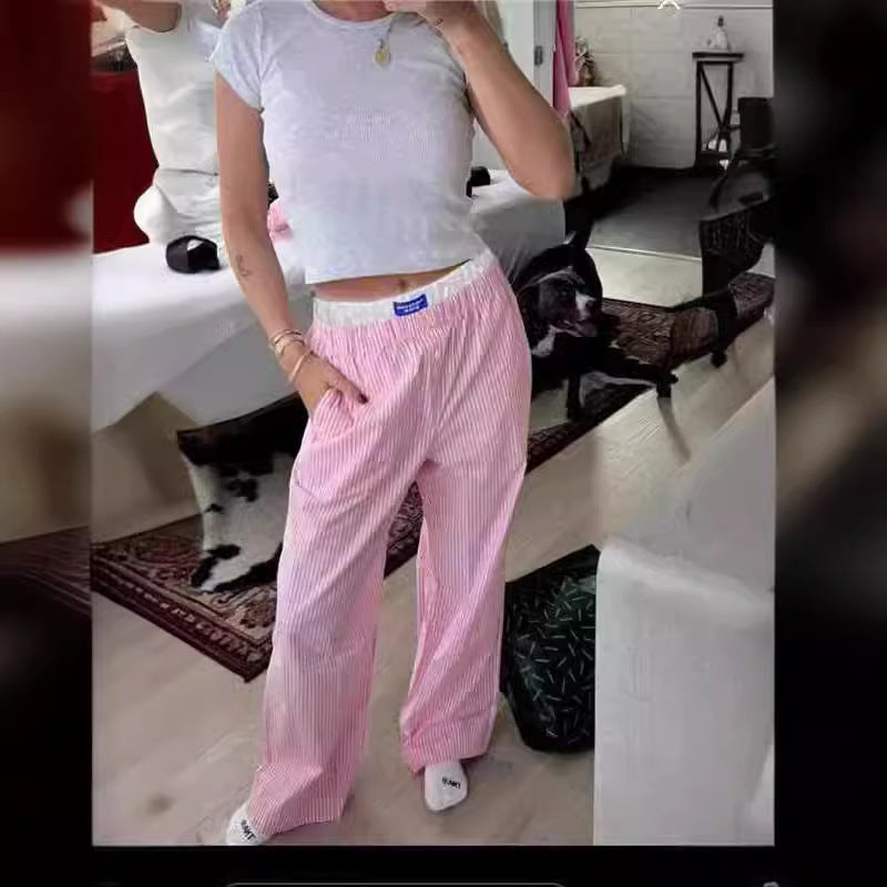 Melissa – Breite Hose mit vertikalen Streifen und elastischem Bund