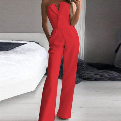 Damen Eleganter Jumpsuit mit weitem Bein und Bandeau-Ausschnitt – Perfekt für Abend, Party & Events