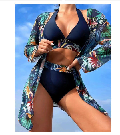 Joan – Dreiteiliges Mesh-Bikini-Set mit Print