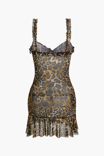 Savanna | Wildes Leopard-Minikleid mit Rüschen – Verführerischer Animal-Print