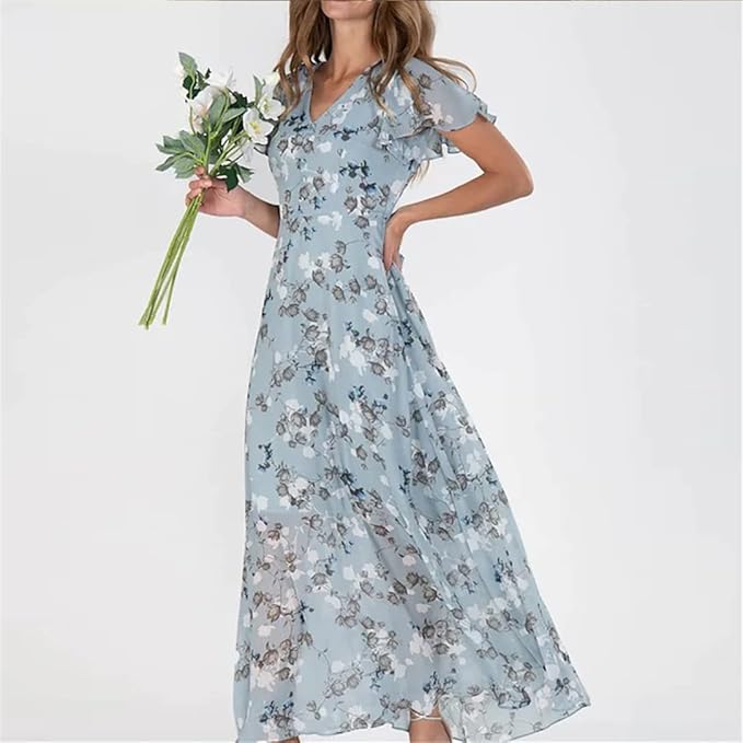 Kaylee | Maxi-Kleid mit Floral-Design und Flatterärmeln