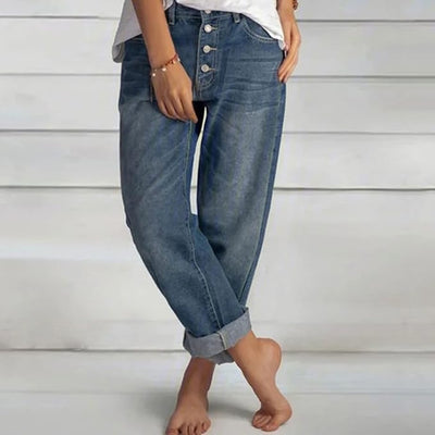 Della | High-Waisted Button-Up Denim Jeans