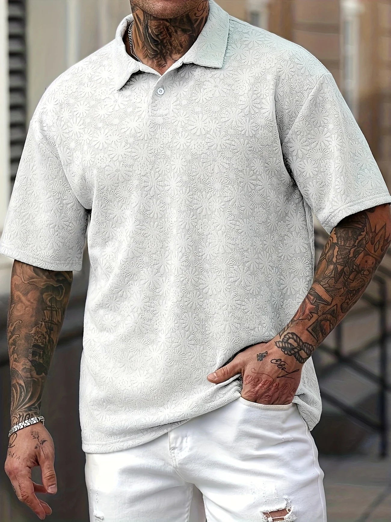 Malcolm - Kurzärmliges Poloshirt mit Gänseblümchenstruktur für Herren