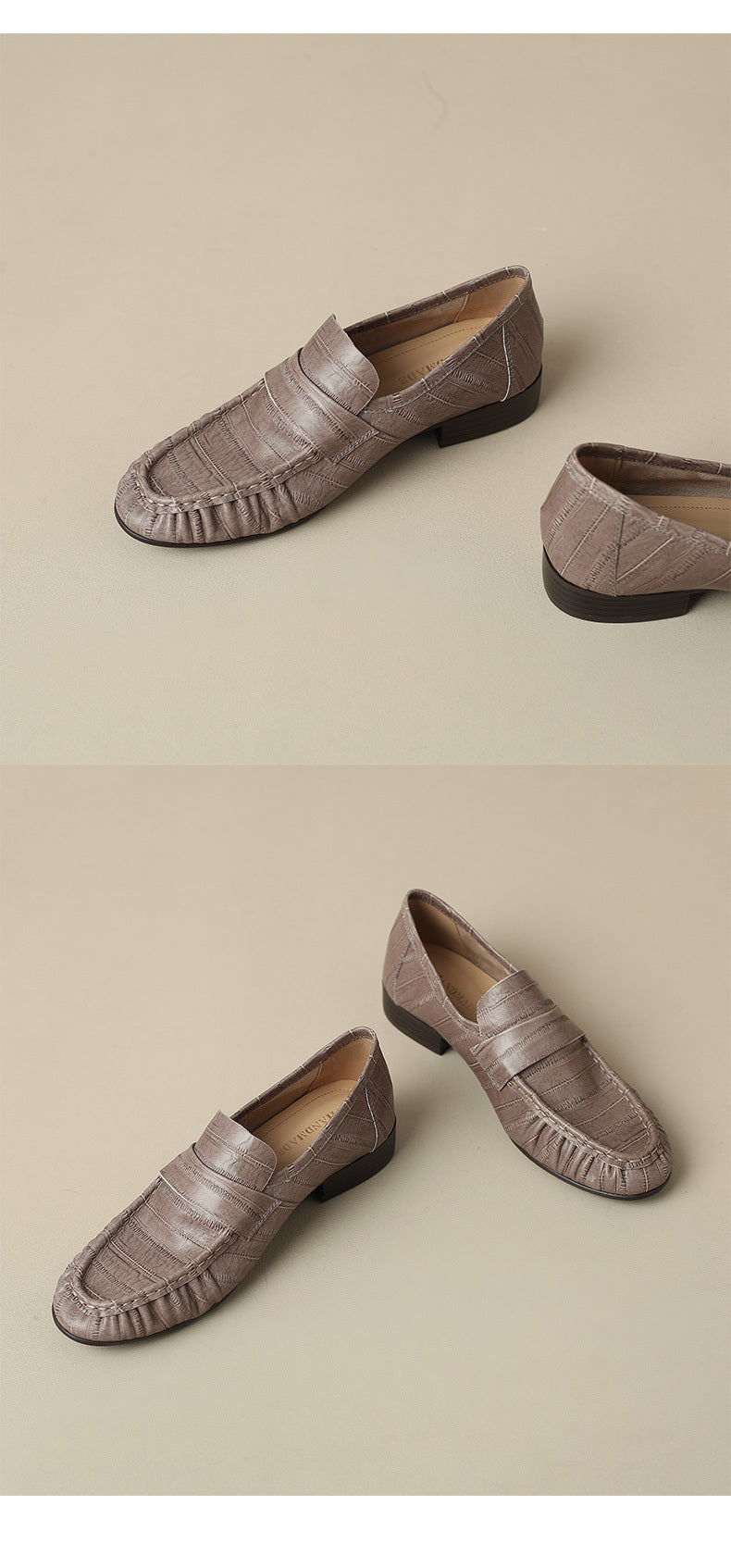 Oysynia : Lässige Damen-Slipper mit Lederfalten