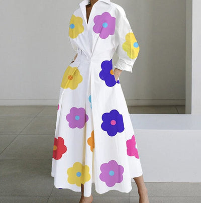 Sharon – Damen Maxikleid mit Polka-Dot-Design