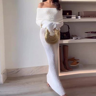 Betty – Langkleid mit Rollkragen in Uni-Farbe