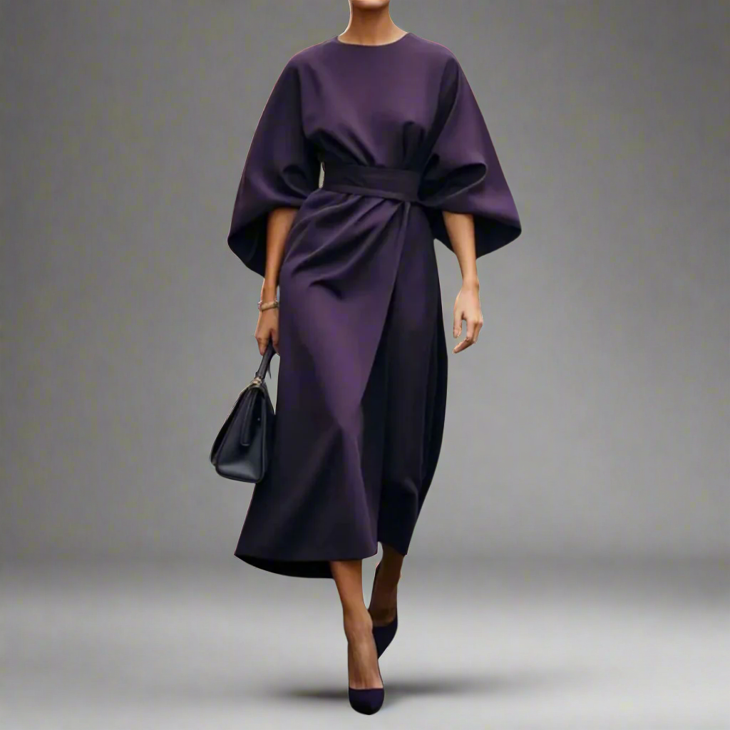 Veronike | Elegantes Kleid mit Laternenärmeln und Gürtel