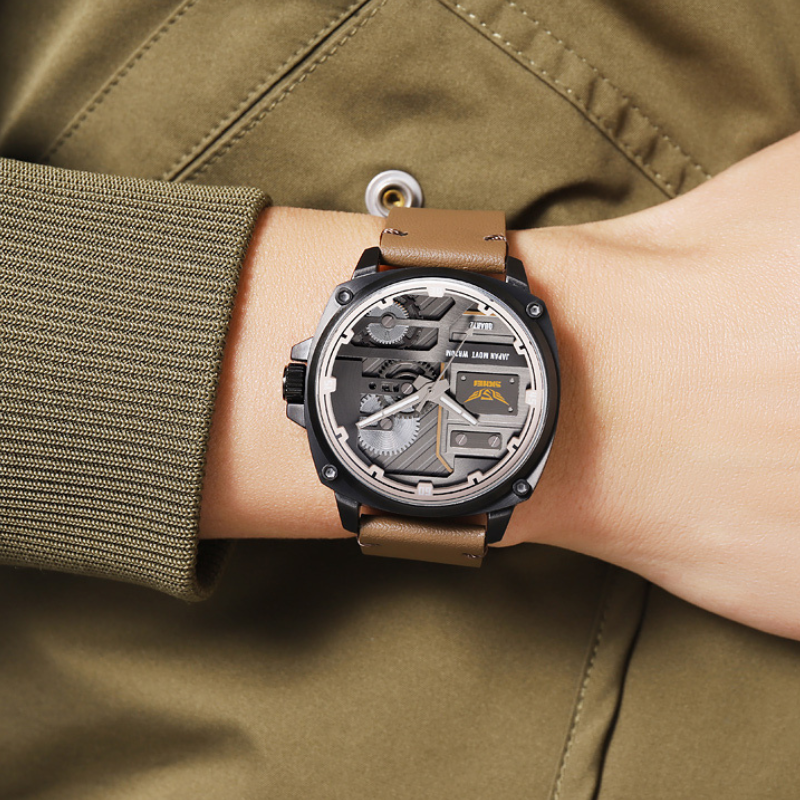 van Baerle® - Quarz Leder Herrenarmbanduhr