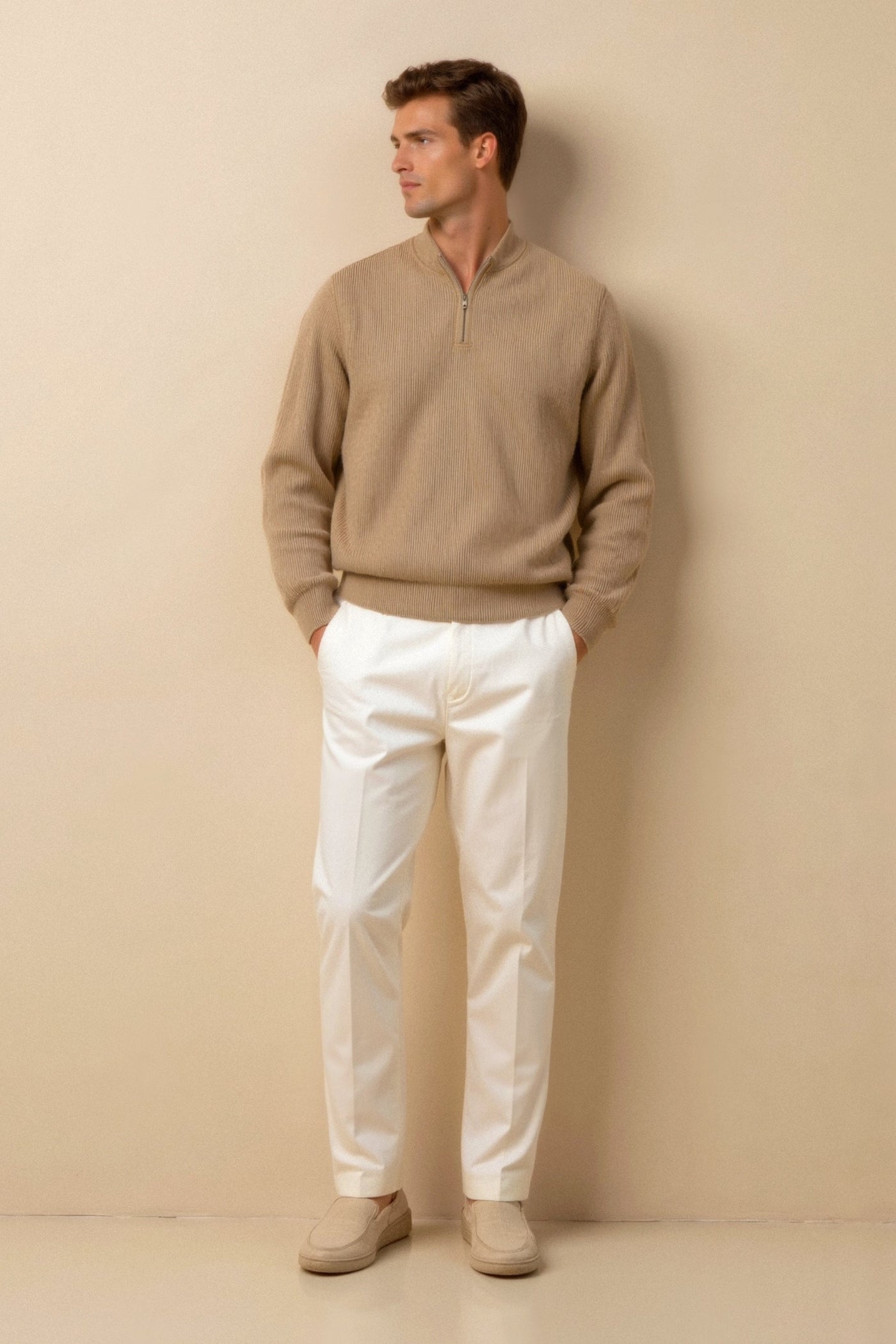 Klassischer Strickpullover mit Reißverschluss – Zeitlos & Komfortabel