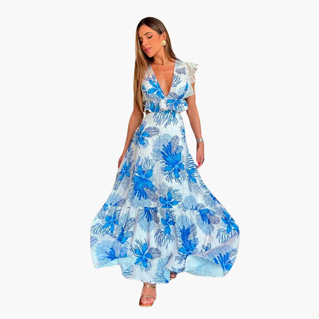 Modisches Spitzen Maxikleid - Damen Abendkleid elegant