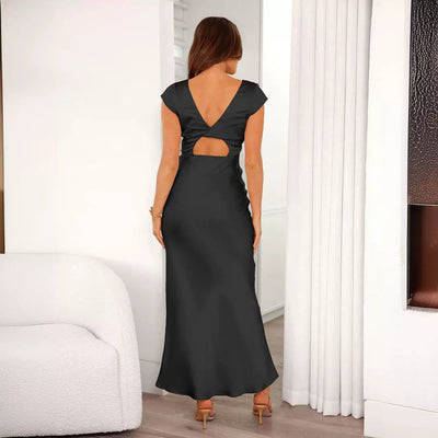 Emelina | Damen Brautjungfernkleid mit V-Ausschnitt und durchbrochener Verzierung