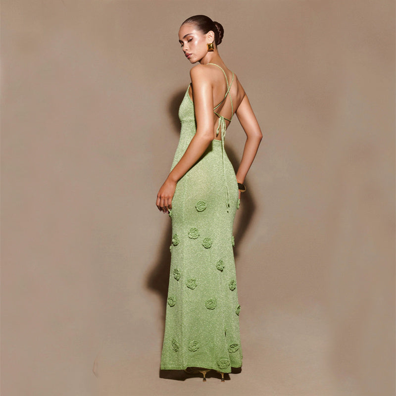 Renata - Langes Kleid mit floraler Textur