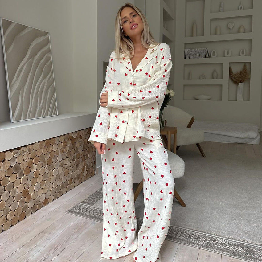 Sandra – Damen-Pyjama-Set mit Herzmuster
