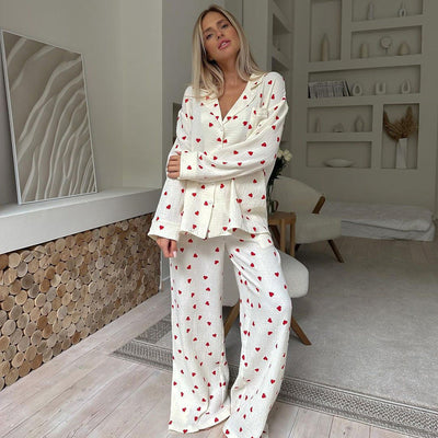 Sandra – Damen-Pyjama-Set mit Herzmuster