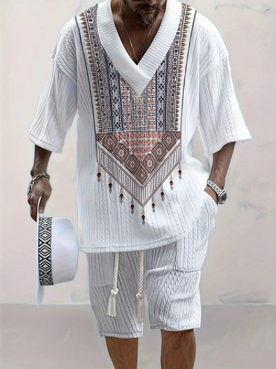 Warick - Herren-Set aus T-Shirt und Shorts mit V-Ausschnitt