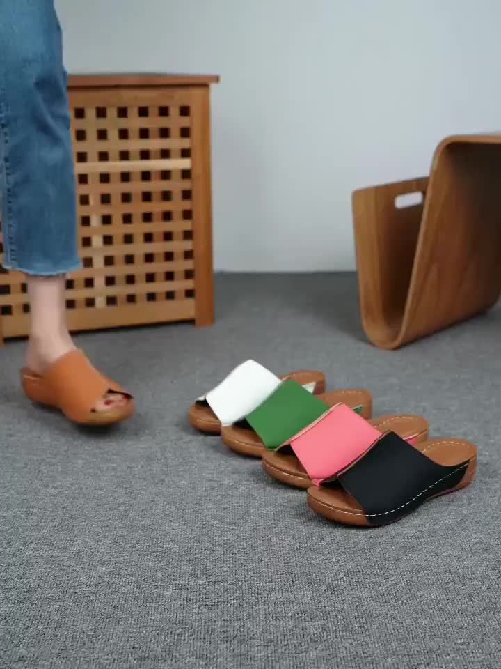 Kontrastfarbene Pantoletten Bequeme Sommer Sandalen mit Softsohle