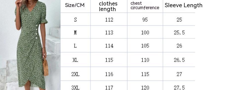 Shirley – V-Ausschnitt Kleid mit Blumensaum und Unregelmäßigem Muster