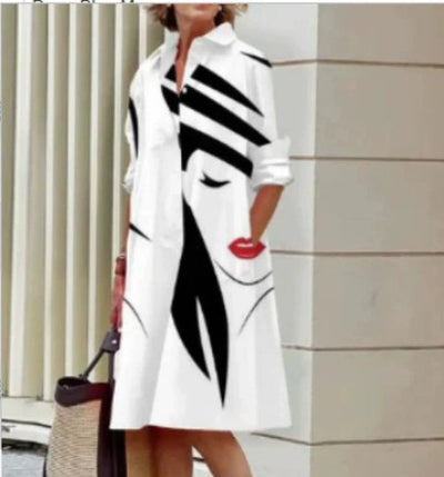 Samantha – Damenkleid mit Langarm, Einfarbig, Mittellang