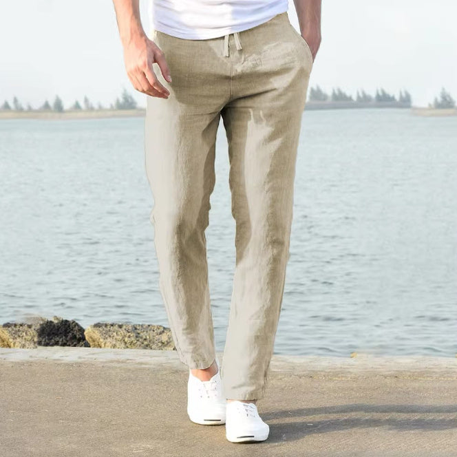 Herren Leinen Freizeithose mit Elastischem Bund – Stilvolle Sommerhose für Alltag und Urlaub