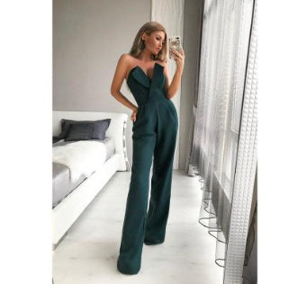 Damen Eleganter Jumpsuit mit weitem Bein und Bandeau-Ausschnitt – Perfekt für Abend, Party & Events