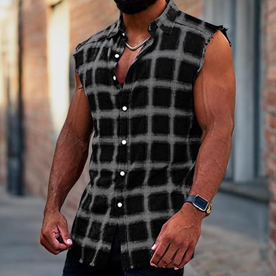 Bruce - Vintage Style Ärmelloses Herrenhemd