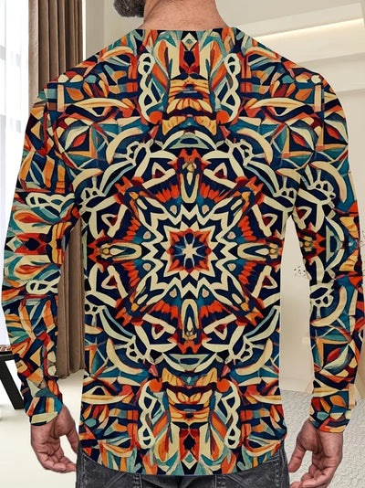 Eldrick - Herren Langarmshirt mit geometrischem Print