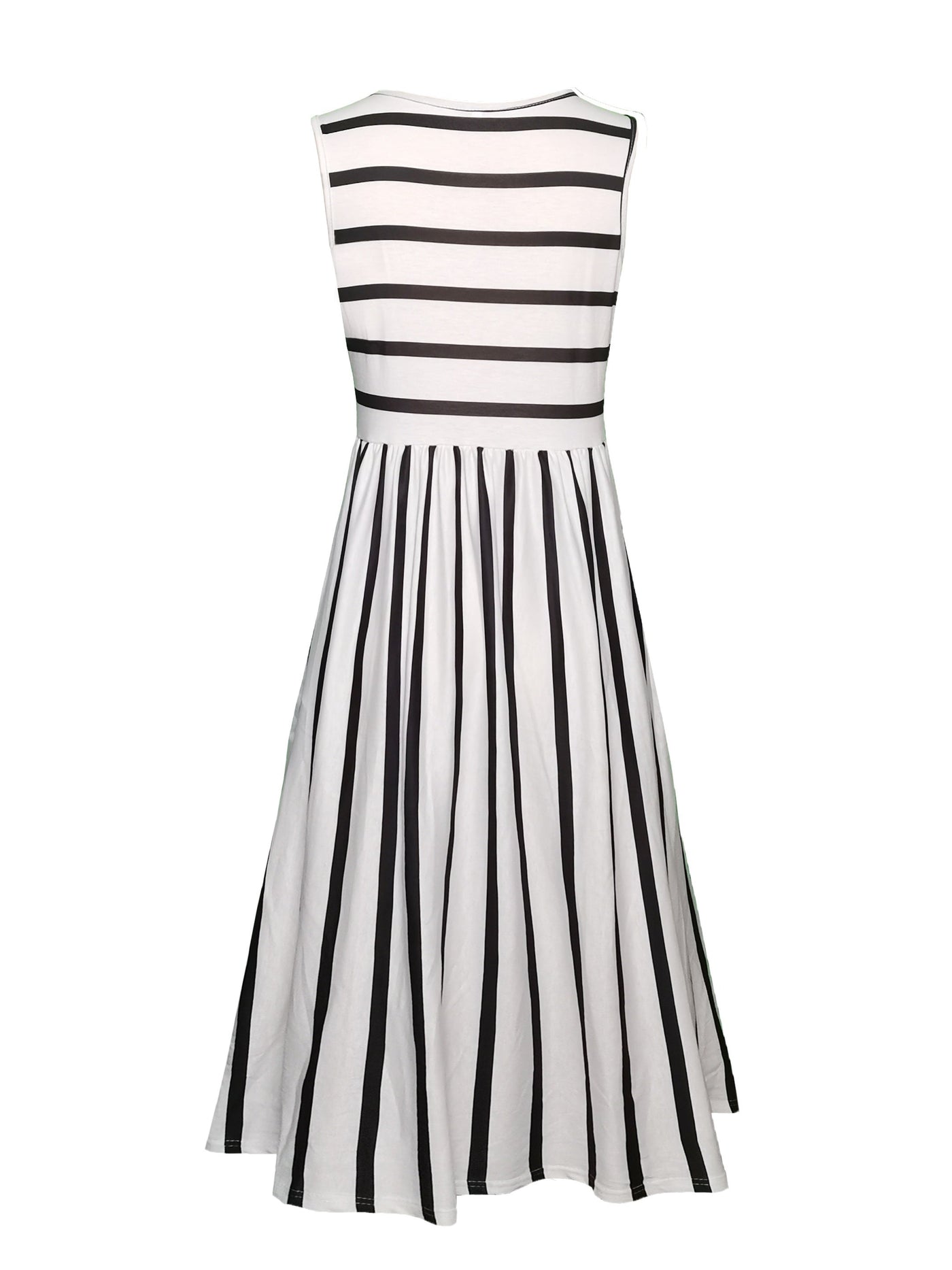 Gestreiftes Tankkleid – Ärmelloses Sommerkleid mit Taschen, Lässig & Bequem