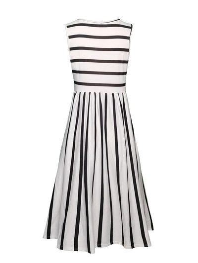 Gestreiftes Tankkleid – Ärmelloses Sommerkleid mit Taschen, Lässig & Bequem