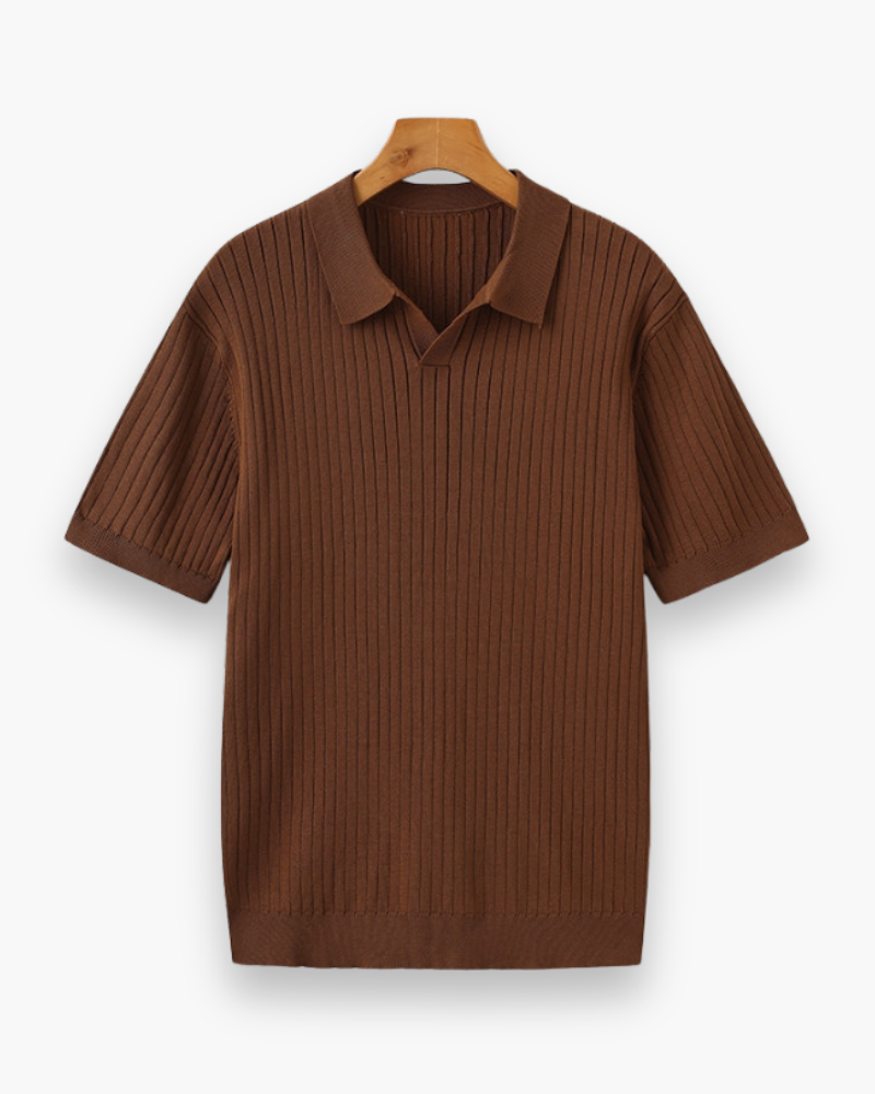 Herren Elegantes Geripptes Poloshirt | Klassisch