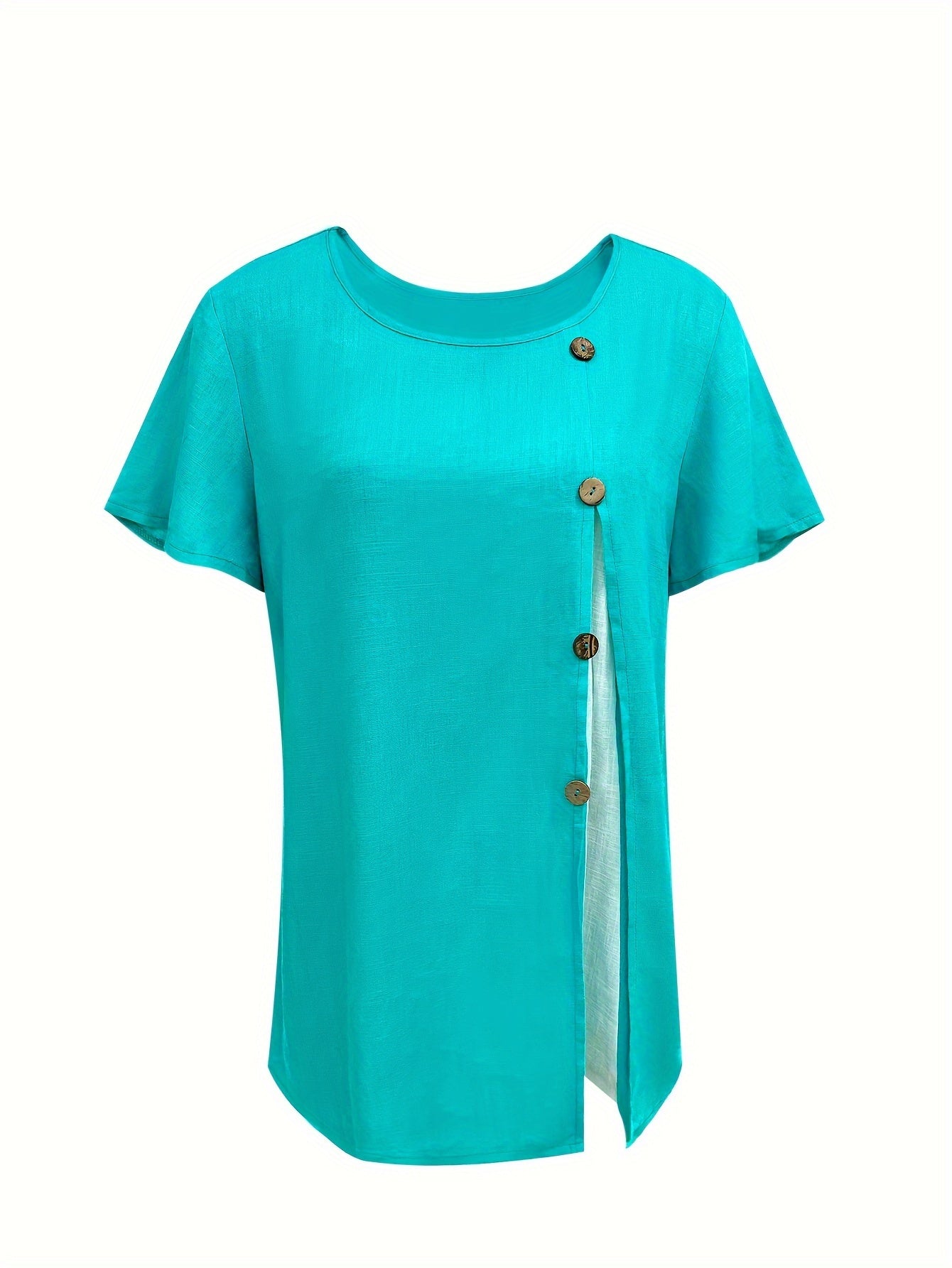 Hochwertiges Retro-Leinenhemd – Sommerbluse mit Knopfleiste