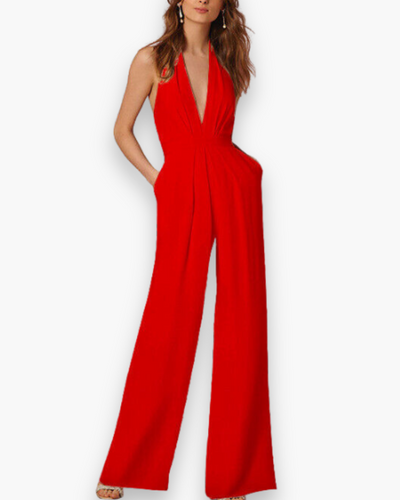 Damen Stilvoll Tief Schnitt Jumpsuit | Elegante