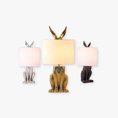Goldene Kaninchen Tischlampe – Originelle Designer-Leuchte mit Schirm