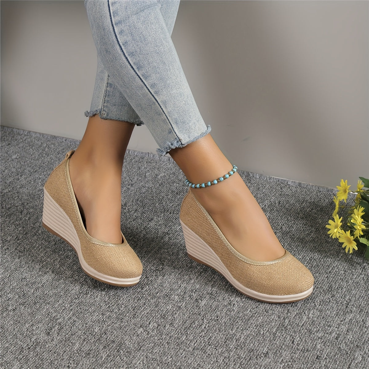 Lässige Wedge Sandalen – Atmungsaktive Slip-On Schuhe mit Weicher Sohle