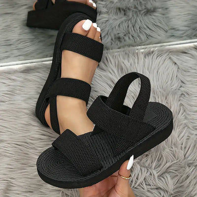 Keilabsatz Sandalen Bequeme Sommer Plateau-Schuhe mit Knöchelriemen
