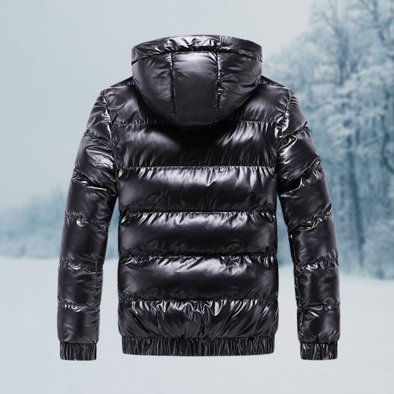 Herren Winterjacke | Glänzende Steppjacke Mit Kapuze