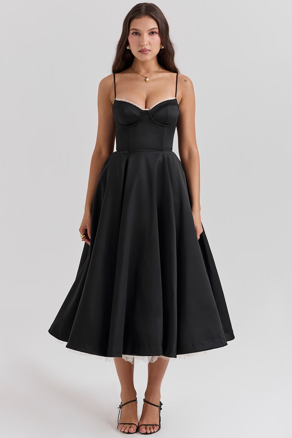 Luce - Satin-Tüll-Midikleid
