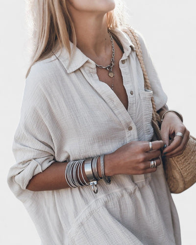 Rosina – Leinenkleid Mit Fronttasche