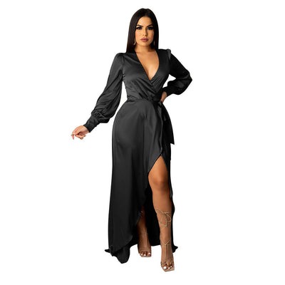 Emily – Asymmetrisches Kleid mit V-Ausschnitt und Schleifen