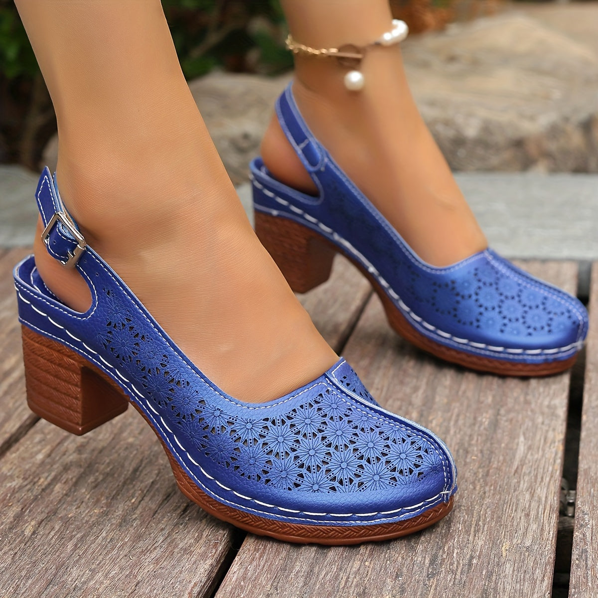 Hohe Absätze Bequeme Sommer Sandaletten mit Chunky Absatz