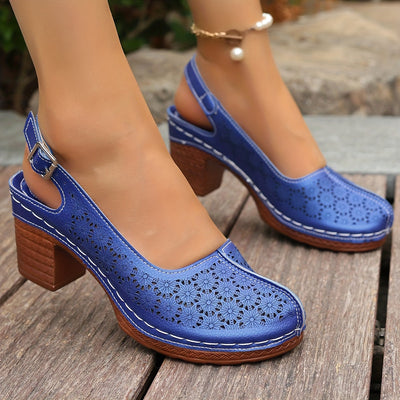 Hohe Absätze Bequeme Sommer Sandaletten mit Chunky Absatz