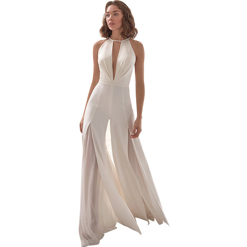 Kathryn – Tiefer V-Ausschnitt Halter Jumpsuit