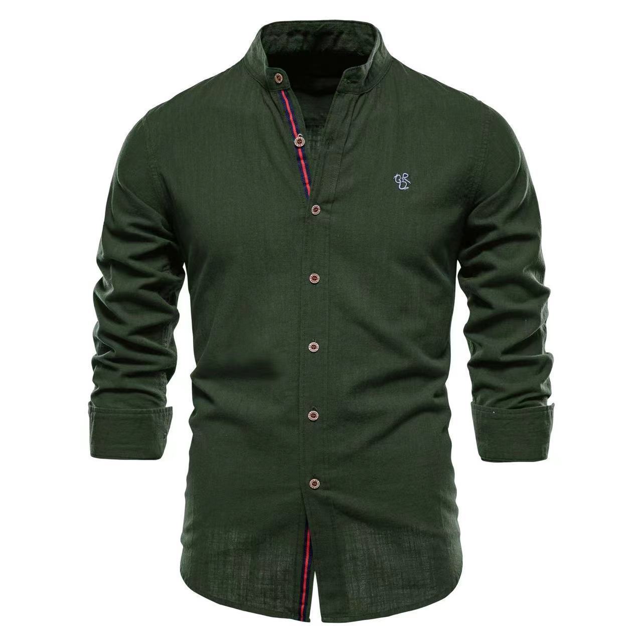 Stuart – Herrenhemd aus Baumwolle und Leinen in Unifarben