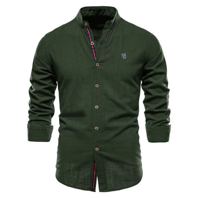 Stuart – Herrenhemd aus Baumwolle und Leinen in Unifarben