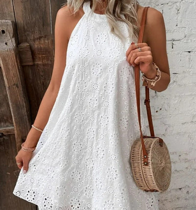 Zoe – Ärmelloses Knopfkleid aus Spitzenstoff