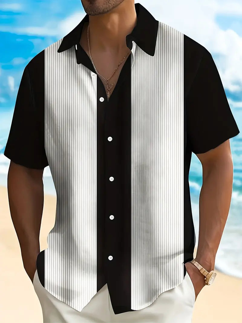 Clive - Geometrisch gestreiftes Freizeithemd für Männer