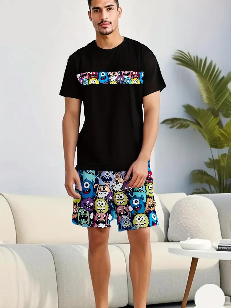 Asher - Pyjama-Set mit Grafikdruck für Herren