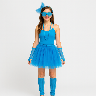 80er Jahre Damen Kostümset – Retro 6-teiliges Outfit für Party & Halloween